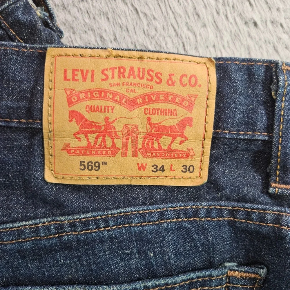 Levis 569 Loose Straight Fit Mens Jeans Dark Wash Indigo 34x30